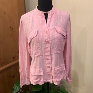🌹VINTAGE HARVE Benard • 100% Linen Light Pink Button Up Shirt